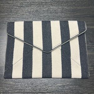 Rebecca Minkoff Bold Striped Logo Snap Envelope Clutch